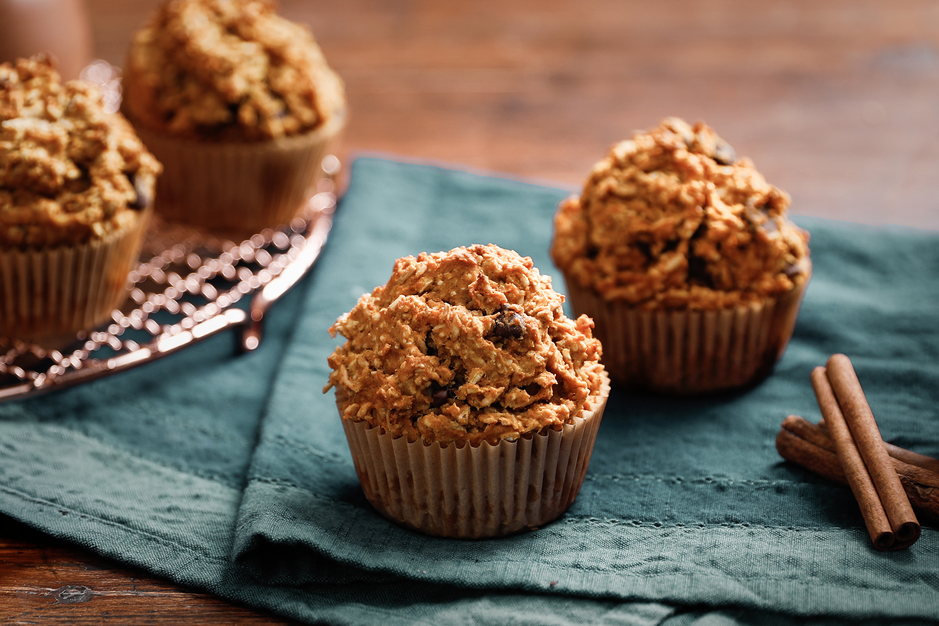 Pumpkin Oat Chocolate Chip Muffins