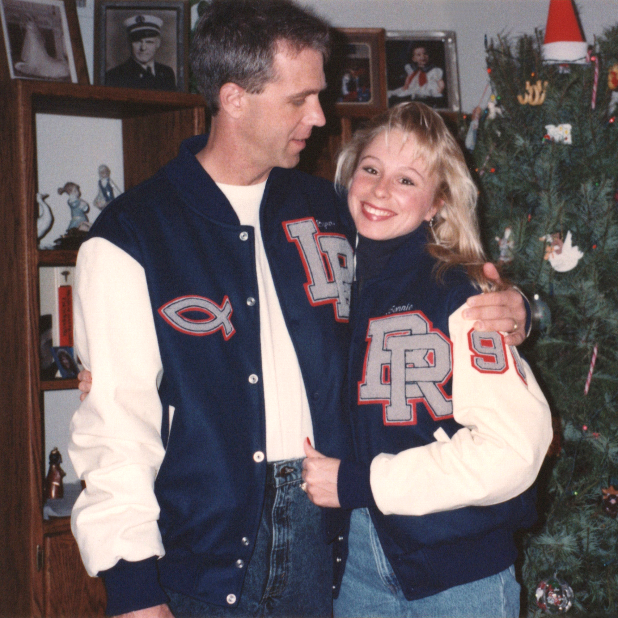 Coach Lynn (left) and Bonnie (right) on their first married Christmas