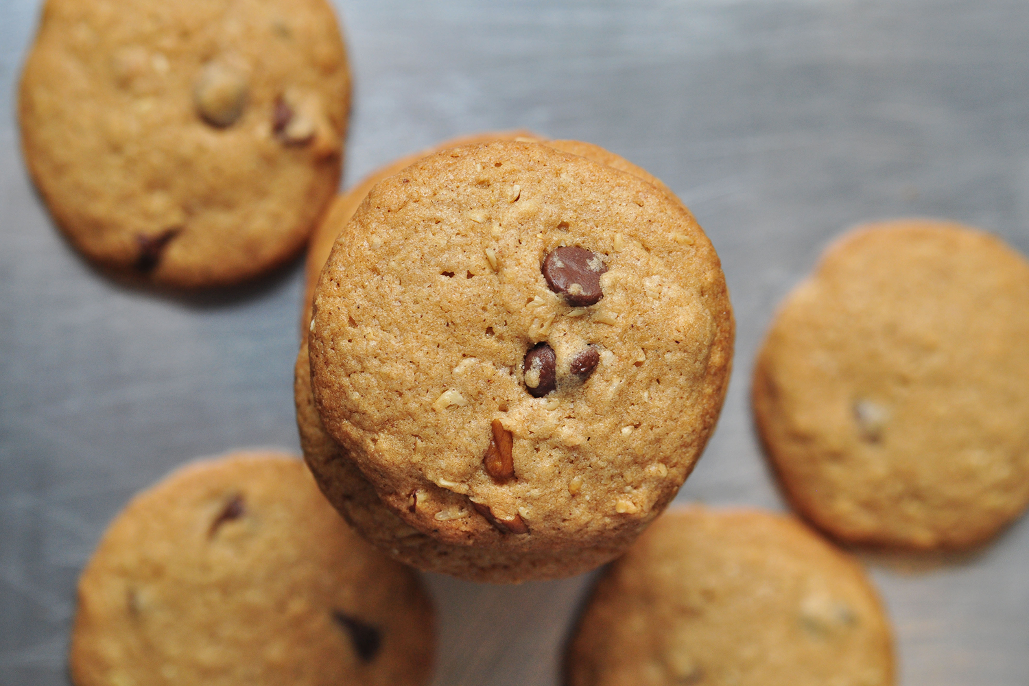 Chocolate Chip Pecan Oat Cookies