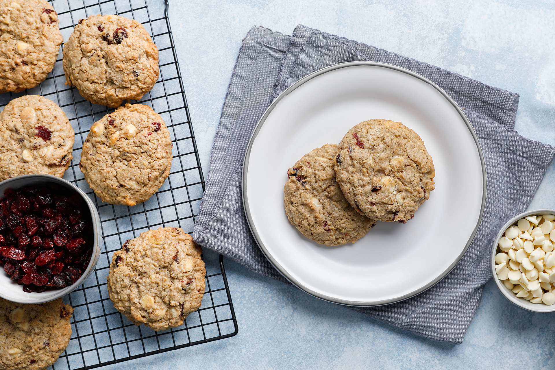 Oatmeal Cranberry White Chocolate Chip Cookies
