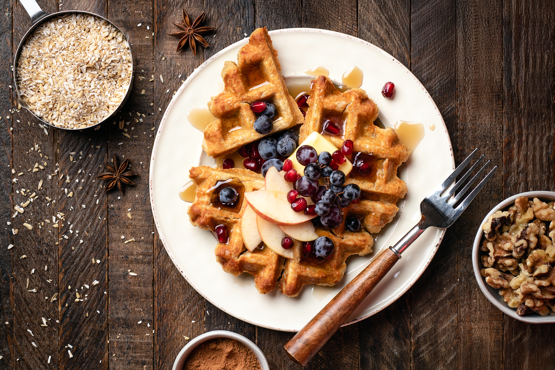 Buttermilk Chai Oatmeal Waffles